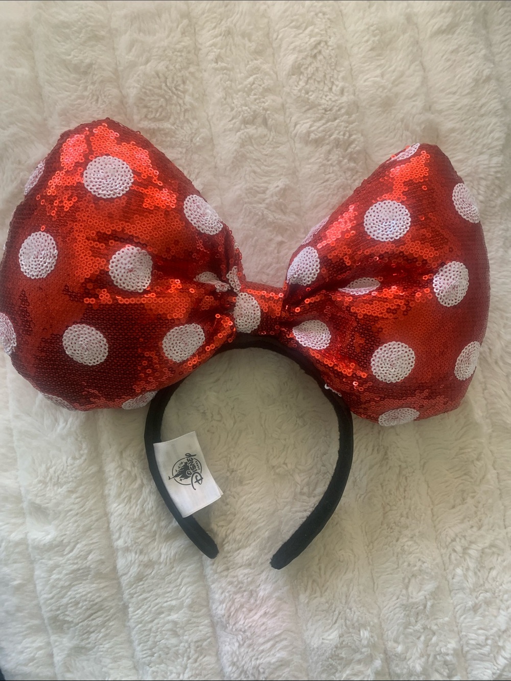 Minnie Mouse Red Sequin Polka Dot Bow Headband❣️❣️